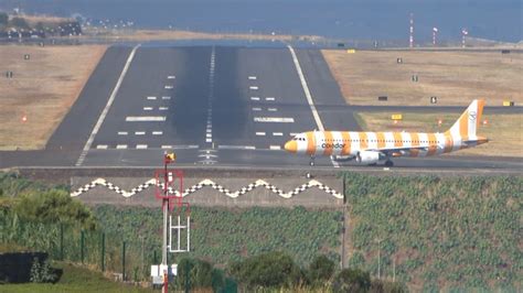 Stunning Crosswind Condor Yellow Stripes Takeoff At Madeira Youtube