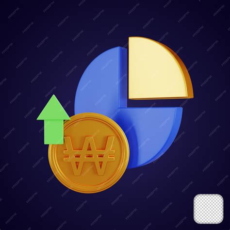 Premium PSD | Won increase pie chart 3d illustration