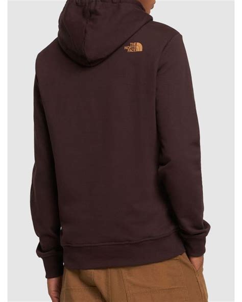 The North Face Standard Logo Cotton Hoodie In Brown For Men Lyst