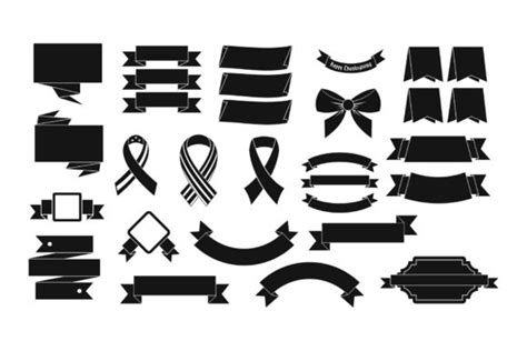 Ribbon Icon Set Simple Style Graphic By Ylivdesign · Creative Fabrica