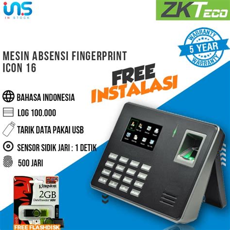 Jual MESIN ABSENSI FINGERPRINT TERLARIS ZKTECO LX16 Tarik Data Pakai