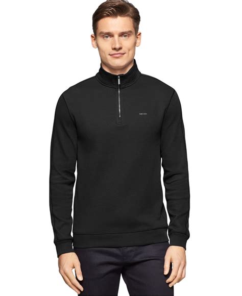 Calvin Klein French Rib Quarter Zip Sweater In Black For Men Lyst