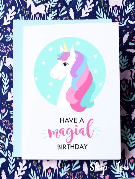 Free Printable Birthday Cards | Skip To My Lou | Unicorn birthday cards ...