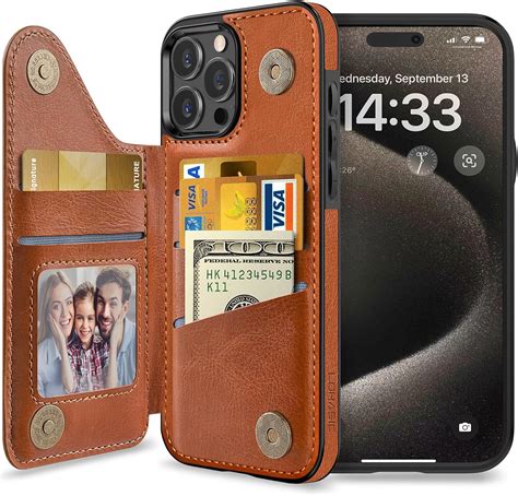 Lohasic For Iphone 15 Pro Max Wallet Case 5 Card Holder