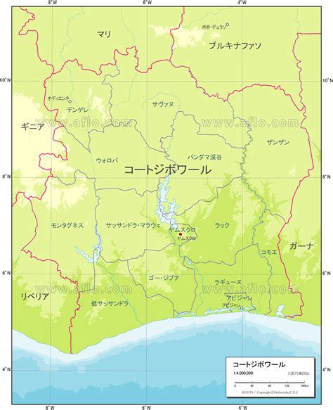 コートジボアール 地勢図 ベクター地図素材のダウンロード販売 アフロモール