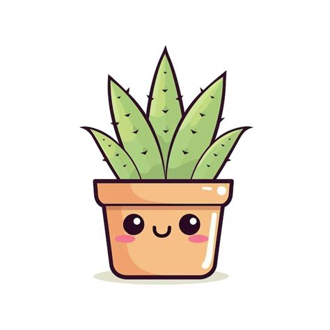 Premium Photo A Cartoon Potted Plant With A Face Drawn On It