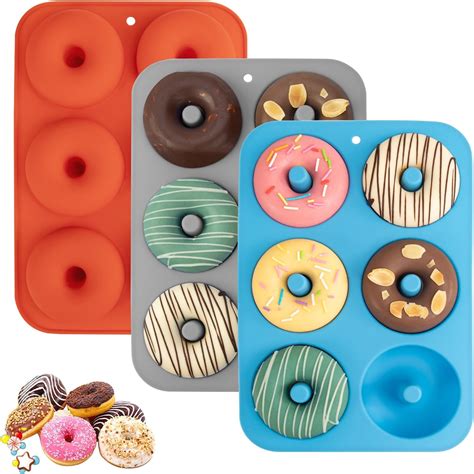 Lihuilai 3 Pack Silicone Donut Mold Food Grade Silicone Doughnut Baking Pan Non