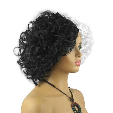 Movie Cruella Black And White Short Curly Wig Heat Resistant Synthetic Hair C M Ebay