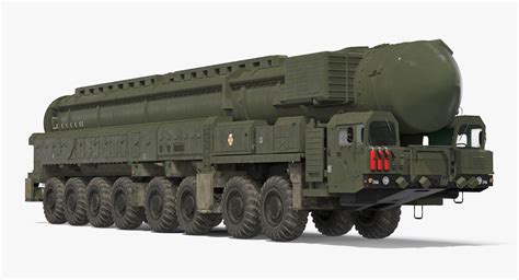 RT 2PM Topol Mobile Intercontinental Ballistic Missile Rigged 3D Model