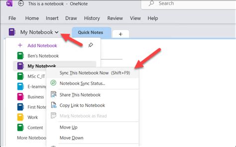 How To Sync A Notebook In Onenote For Windows