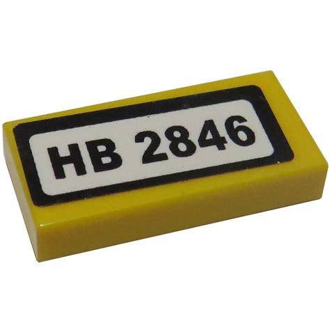 Lego Yellow Tile 1 X 2 With Hb 2846 Sticker With Groove 3069