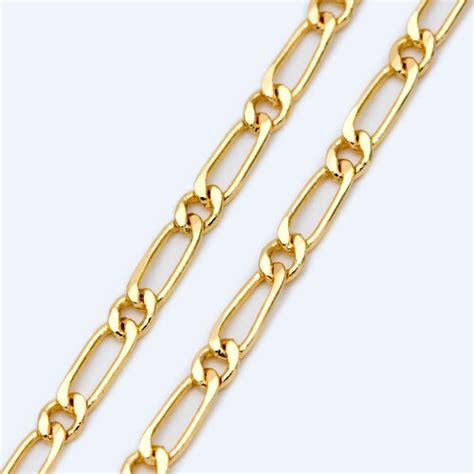 Gold Plated Brass Figaro Chains 1 7mm Thin Long And Short Etsy