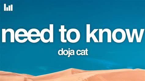 Doja Cat Need To Know Lyrics Youtube