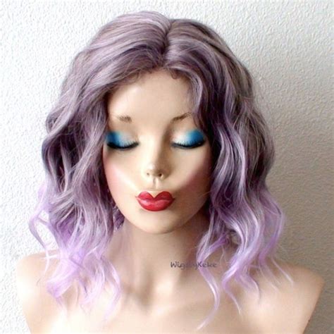 Pastel Lavender Ombre Wig 16 Wavy Hair Wig Heat Etsy