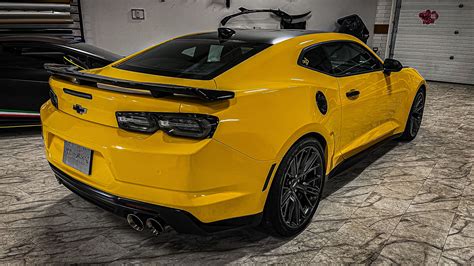 Chevrolet Camaro Zl1 Wrapped Yellowsatin Blackpi Auto Club