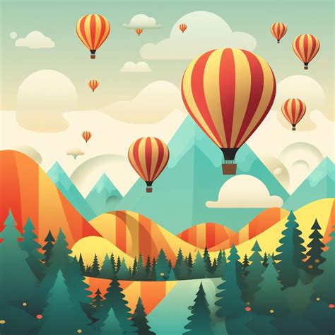 Premium AI Image Hot Air Balloons In The Sky Over Mountains
