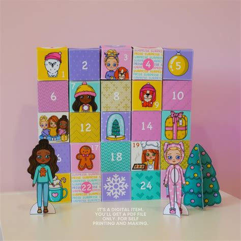 Printable Advent Calendar For Kids Instant Download Diy Etsy