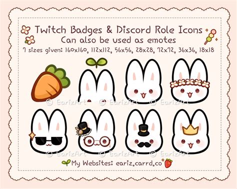 Twitch Badges Discord Role Icons 8 Cute White Bunny Etsy México