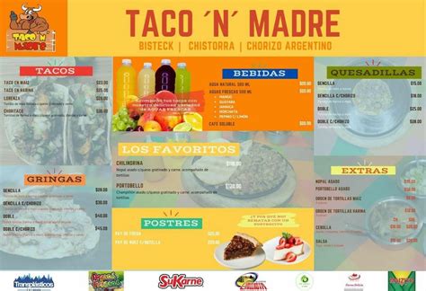 Carta del restaurante Taco n Madre Torreón Carr la Unión la Partida