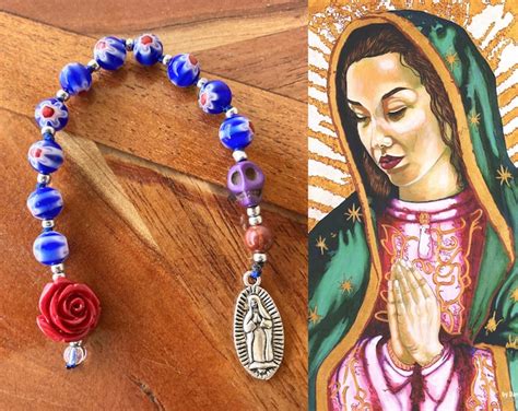 Our Lady Of Guadalupe Tonantzin Rosary Strand Chaplet Millefiori Glass