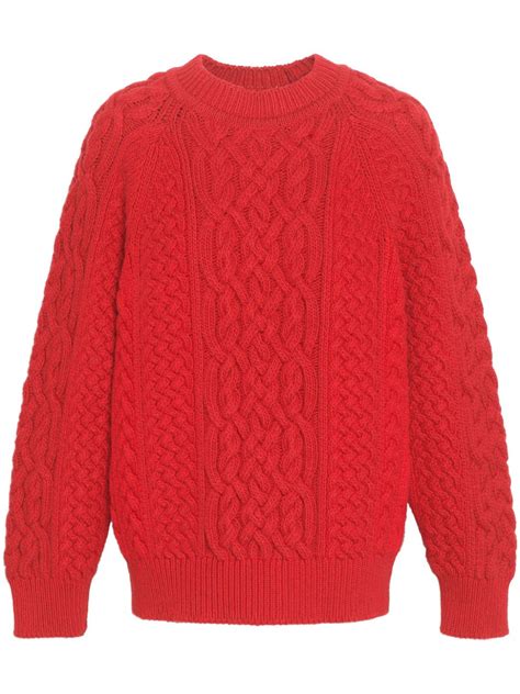 Barrie Cable Knit Cashmere Jumper Red Farfetch