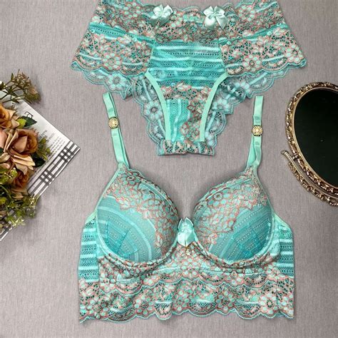 Conjunto de Lingerie Luna Verde Água Bicolor Dolce Pecado