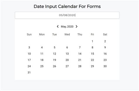 Github Shahrukhahmed89form Calendar Input A Lightweight Javascript