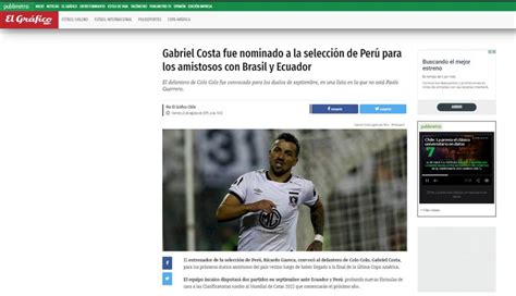 Selección Peruana La Reacción De La Prensa Chilena Tras La Convocatoria De Gabriel Costa A La