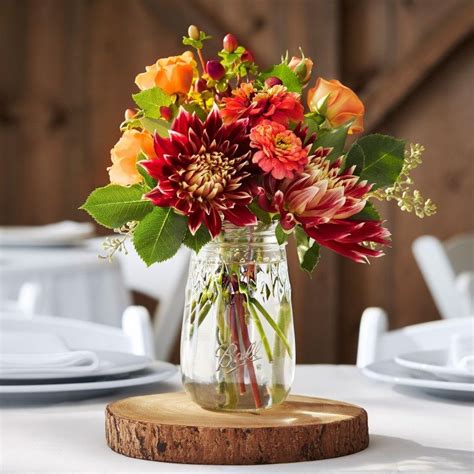 Fall Mason Jar Centerpieces Mason Jar Flower Arrangements Fall Mason