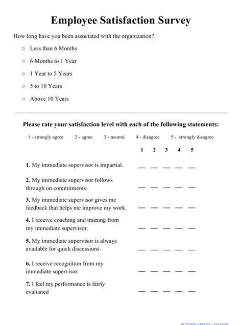 Printable Employee Survey Template Fillable Form 2023