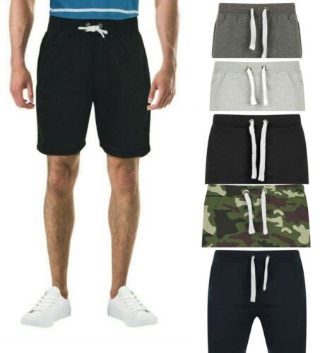 Mens Fleece Sweat Pocket Shorts Elasticated Waist Gym Running Jogging Half Pants Ebay