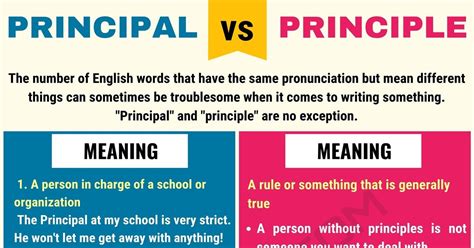 Principal Vs Principle Difference Between Principle Vs Principal E S L