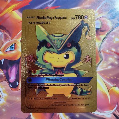 Mavin Pokemon Pikachu Mega Rayquaza Tag Cosplay Gold Foil Custom Card