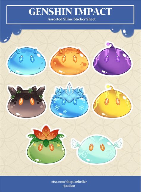 Genshin Impact Slimes Sticker Sheet Etsy