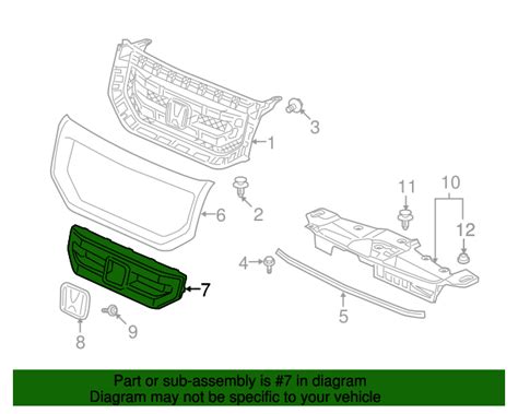 2009 2011 Honda Pilot Molding Front Grille Center NH744M 2BZ Grille