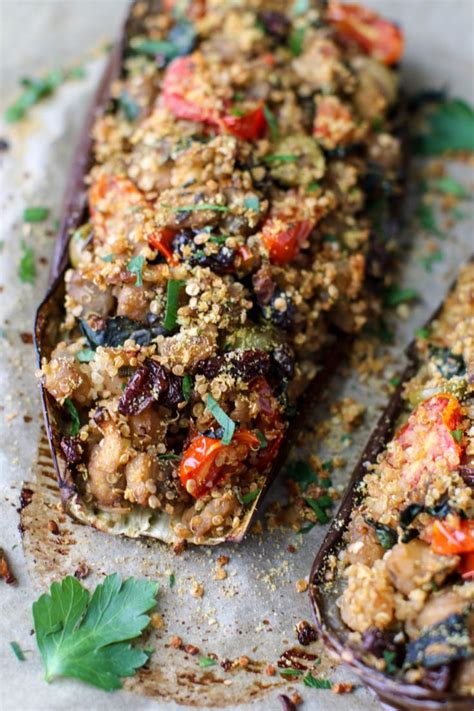 Quinoa Stuffed Eggplant Recipe Quinoa Eggplant Vegan Parmesan