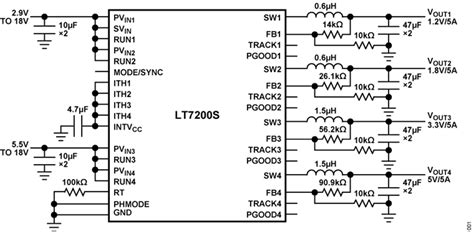 Lt7200s Quad 18v ±5a Synchronous Monolithic Step Down Regulator