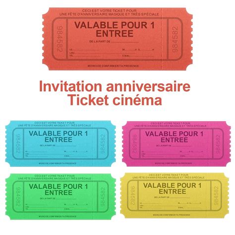 Invitation Anniversaire Faux Ticket De Cin Ma Invitation Anniversaire