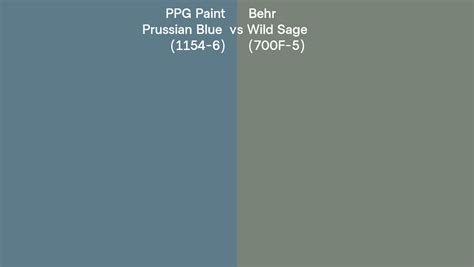 Ppg Paint Prussian Blue 1154 6 Vs Behr Wild Sage 700f 5 Side By