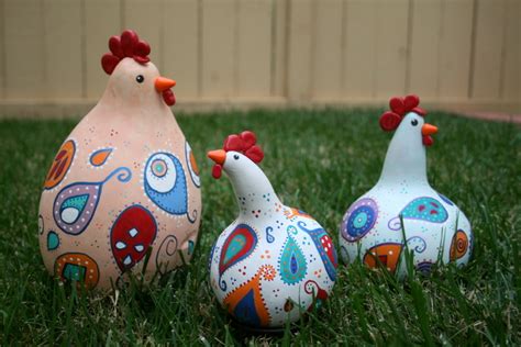 Gourd Chickens Hand Painted Gourds Gourds Crafts Chicken Gourds