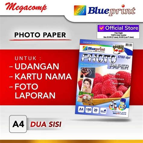 Jual Kertas Foto Double Sided Photo Paper BLUEPRINT A4 150 Gsm Di