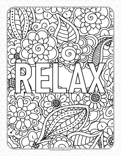 Relax Pdf Coloring Page For Adults