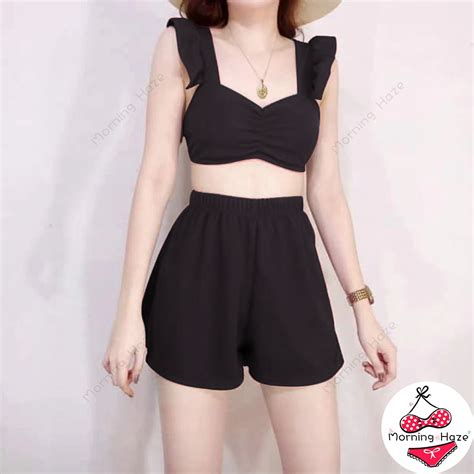 Women Sexy Two Piece Sleeveless Tank Top Shorts Set Summer Swimsuit