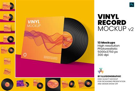 Vinyl Record Mockup V Views Graphic By Illusiongraphicdesign