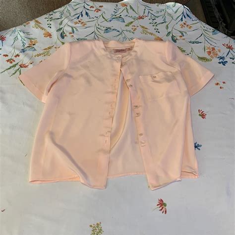 Vintage Sheer Jaclyn Smith Baby Pink Button Up With S Gem