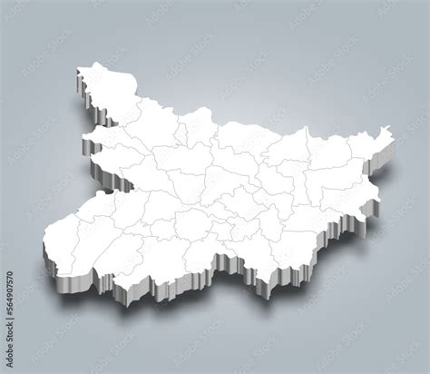 Bihar 3d district map is a state of India Stock Vector | Adobe Stock