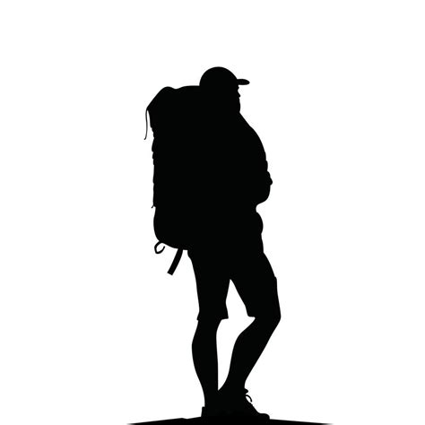 Siluetas De Excursionistas Senderismo Hombre Con Silueta De Mochilas