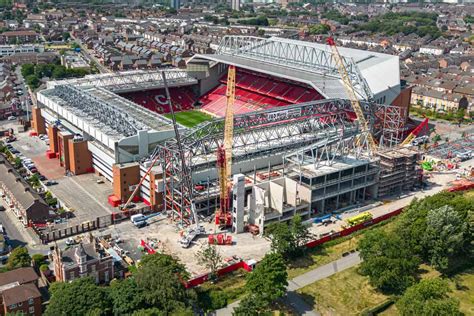 New Photos Of M Anfield Road End Expansion Roof Truss Lifted