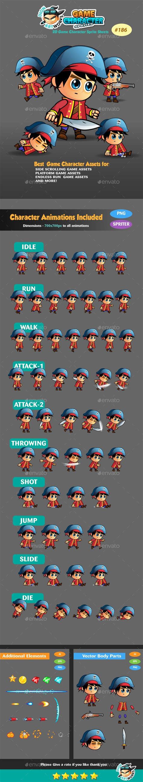 Pirate 2d Game Character Sprite Sheets 186 Game Character Jeopardy