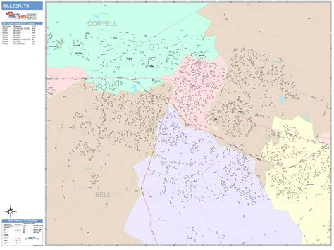 Killeen Texas Wall Map Color Cast Style By Marketmaps